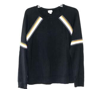 Peyton Jensen Sweater  Small Made In USA Black Stripe Long Sleeve Soft
